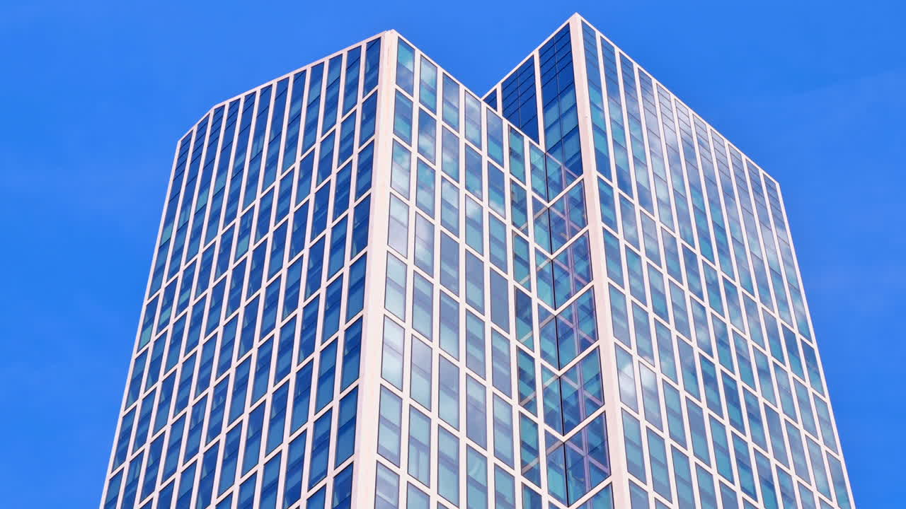 Low angle view of the Taunusturm Building complex in Frankfurt, Germany