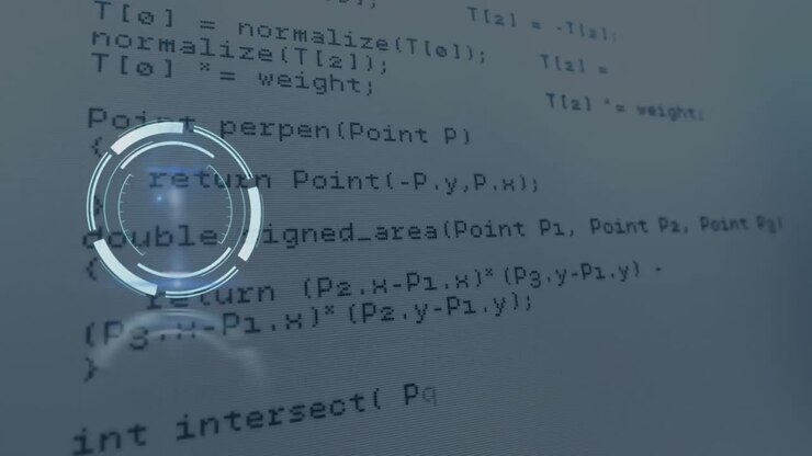 Animazione di scansione mirino su elaborazione di dati digitali