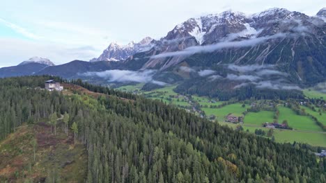 Schladming-Austria---White-Mountain-Peaks-and-Scenic-Natural-Landscape---Aerial-4k