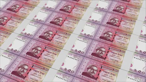 50 bangladeshi taka banknotes printed by a money press