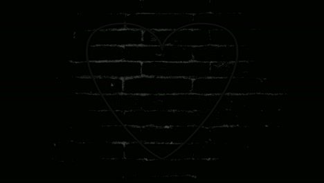 el corazón de neón símbolo de frontera animación gráficos de movimiento moderno en el fondo de la pared de ladrillo