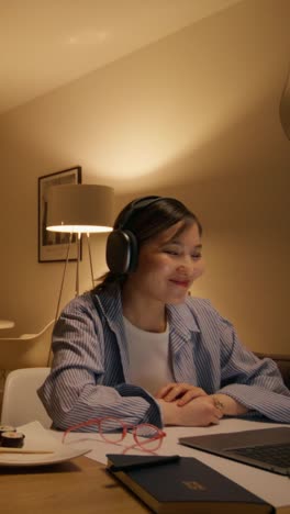 woman enjoying a video call from home