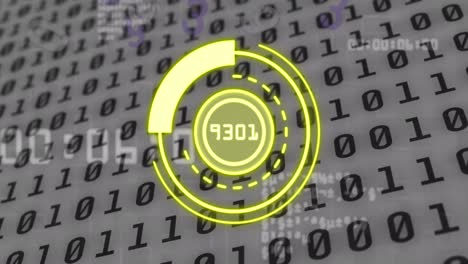 animation of yellow circle with numbers over binary code