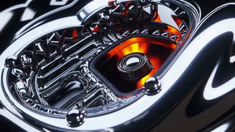 shiny chrome metal component with hot center