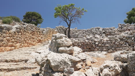 ancient stone walls and ruins of the dorian city of lato on crete, greece
