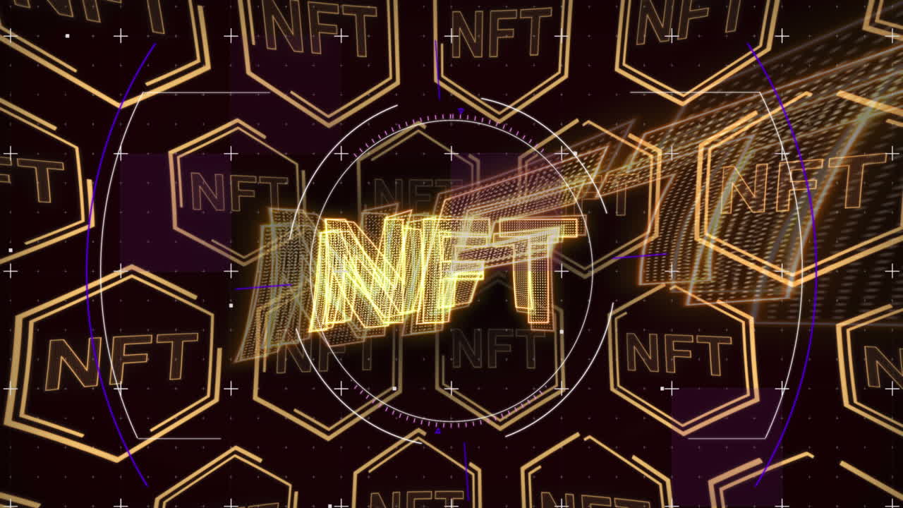 검은 바탕에 떠다니는 다수의 nft 기호를 스캔하는 범위