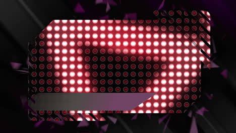 animation of abstract gradient coloured shapes over multiple rows of red glowing lights of digital d