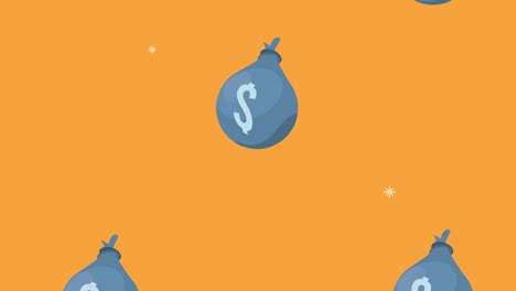 financial economy animation with money bags pattern
