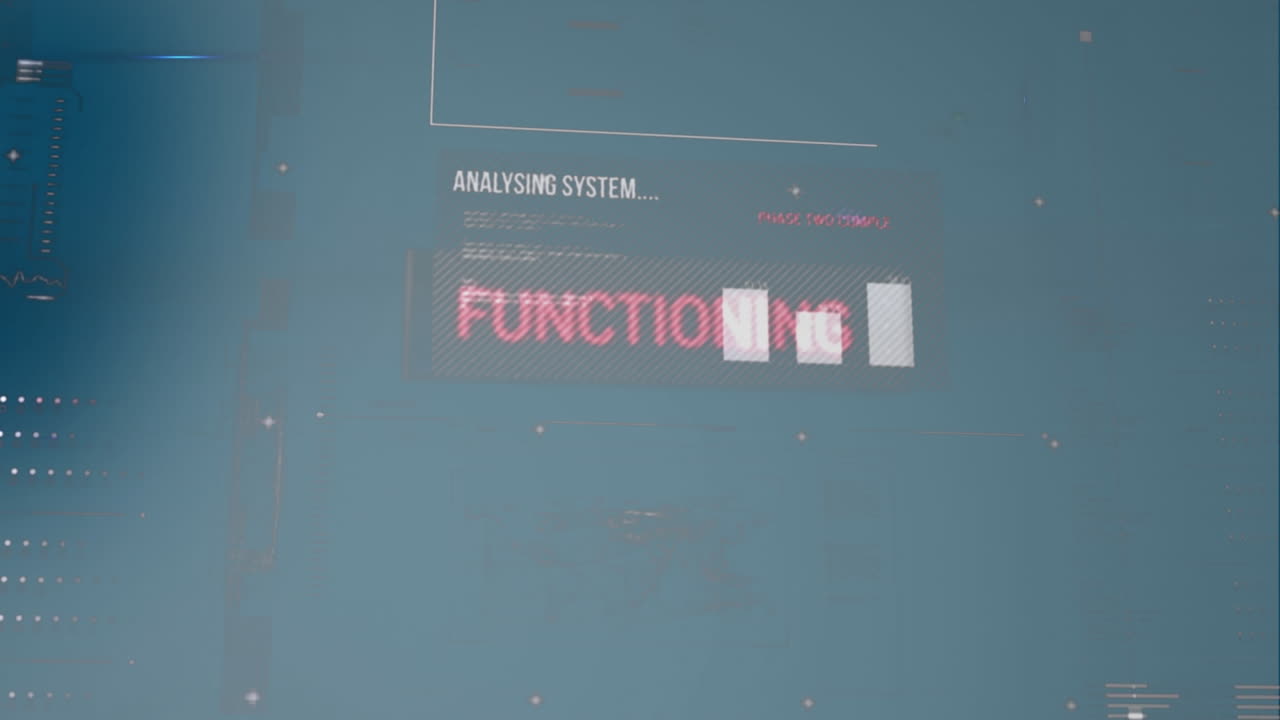 Animation of data processing over blue background