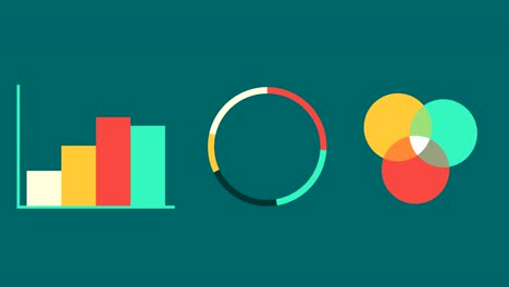 bar graph with axis, pie and venn diagrams. grow chart business concept. animation for yours big data presentation.