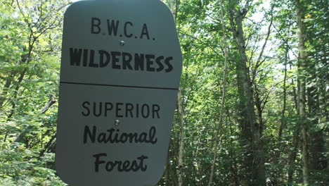 boundary waters canoe area wilderness sign marking the entry point