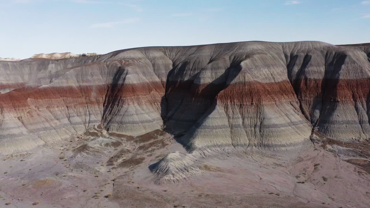 Sweeping Aerial View Panning Across Vast Landscape of Arizona Badlands During a Summer Day
