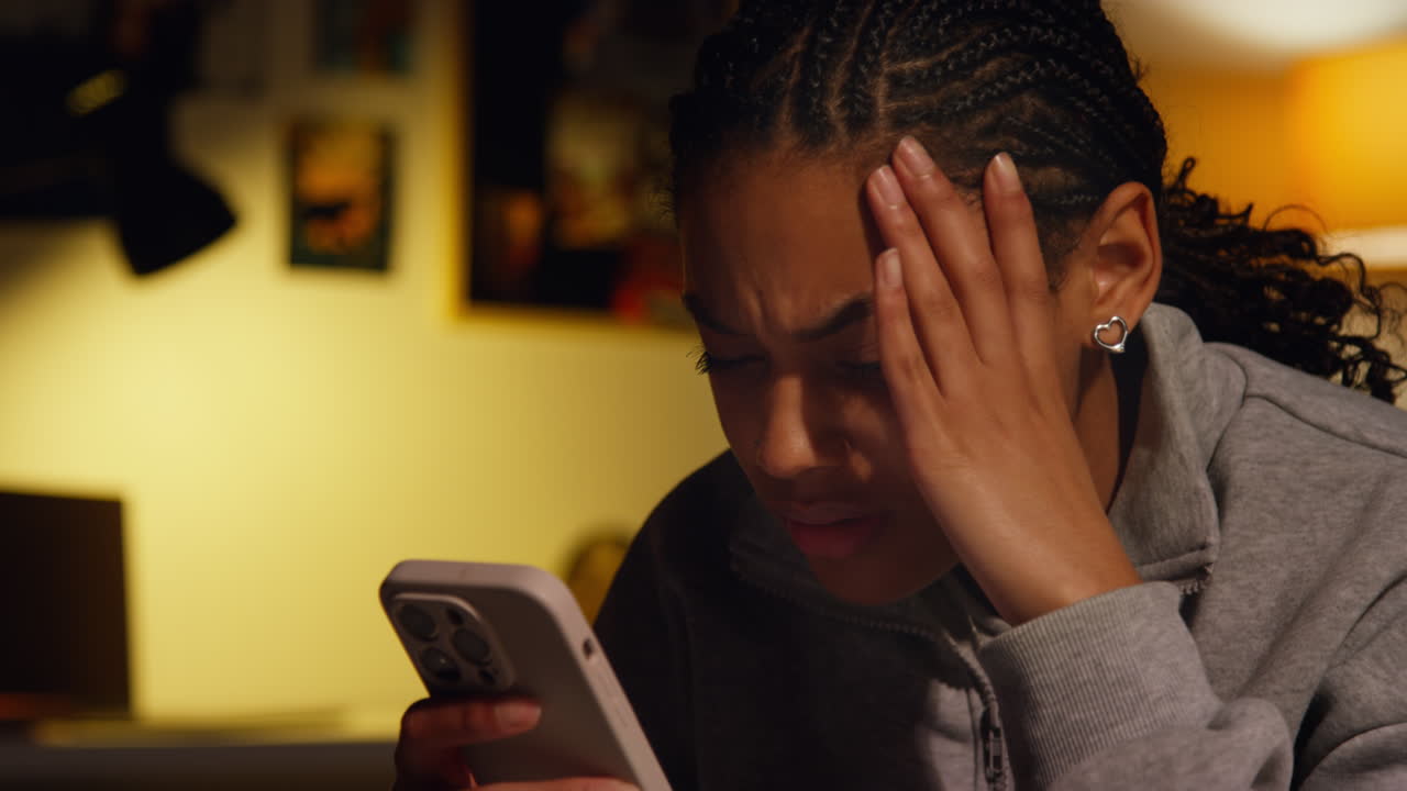 Teenager Stressed on Phone