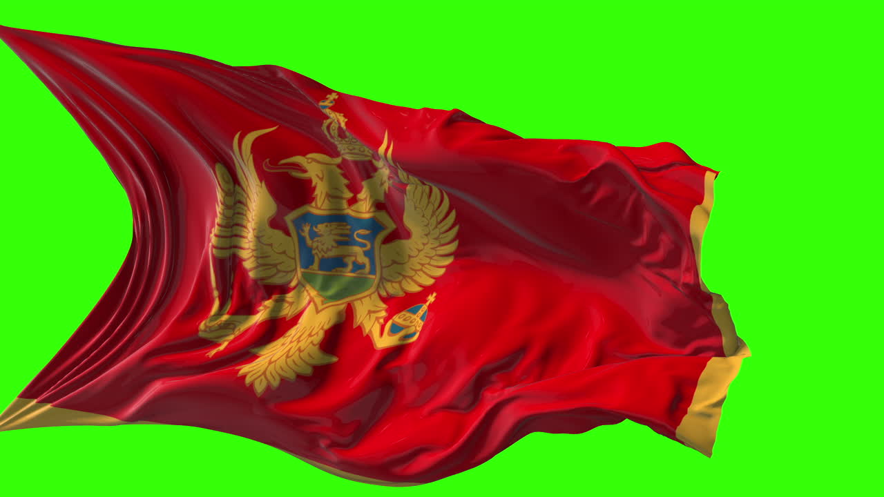Montenegro Flag Waving on Green Screen