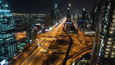 timelapse: night timelapse of a huge highway in dubai