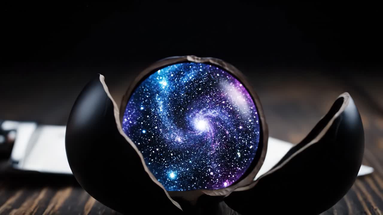 Cracked Egg Reveals Galaxy Inside