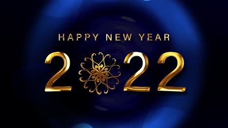 happy new year 2022 gold beautiful glitter particles banner loop animation isolated word on dark blue background 4k 3d rendering seamless loop happy new year 2022 word isolate effect