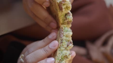 sharing chocolate chip pistachio cookies