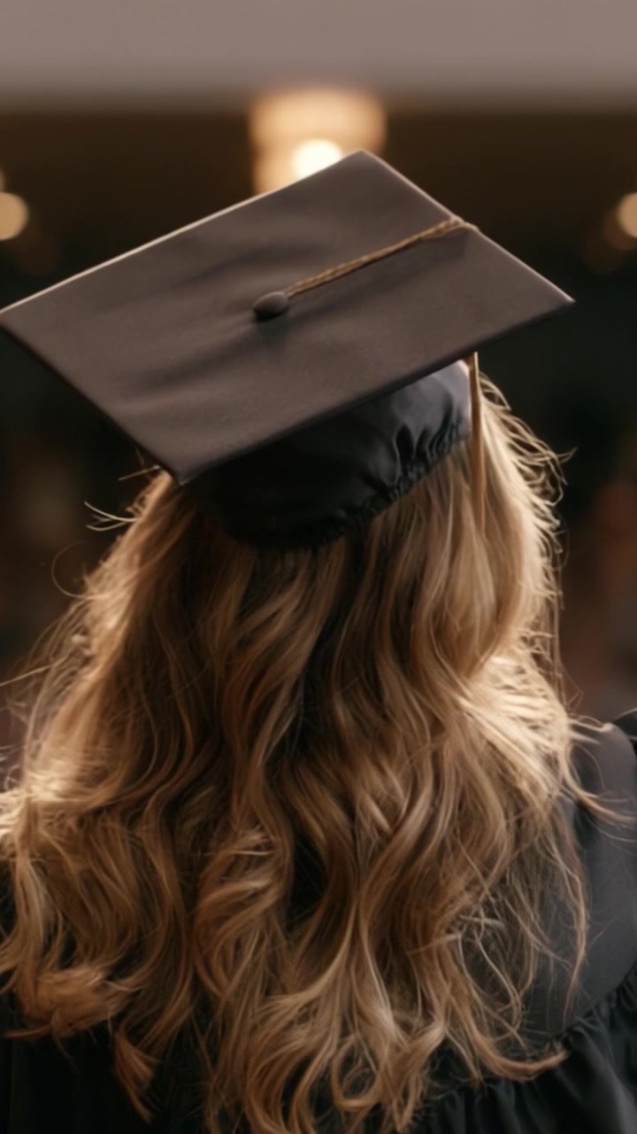 Celebrazione del successo: uno studente laureando in toga e tocco che cattura l'emozione del giorno della laurea e l'inizio di nuovi percorsi.