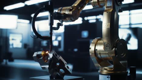 advanced robotics in action: a robotic arm precision engineering and sparks flying during metal fabrication process in a modern industrial environment