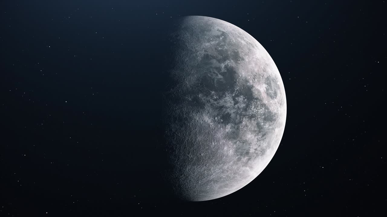 3d rendering of realistic full moon with star background, 4K