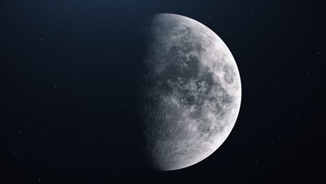 renderización en 3d de la luna llena realista con fondo de estrellas, 4k