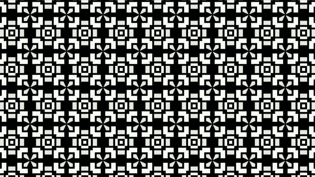 patrón de mosaico blanco y negro estilo geométrico hecho en un fondo negro animación lateral - gráfico