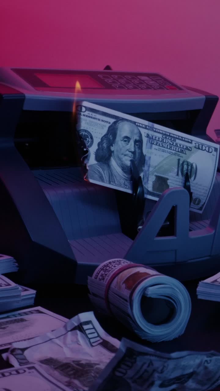 quemando dinero en un mostrador de billetes