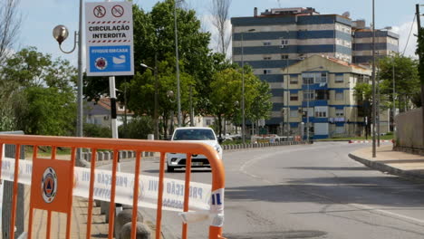forbidden circulation warning signs protection grids pandemic on streets due corona virus