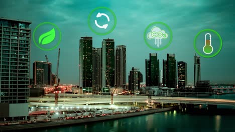 city construction and develop effects on the environment for a sustainable future - time lapse concept