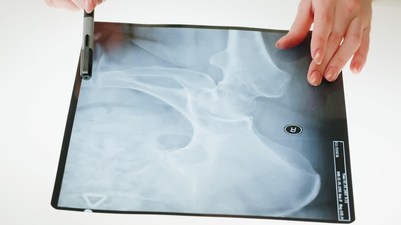 Medical Professional Examining an X-ray Film