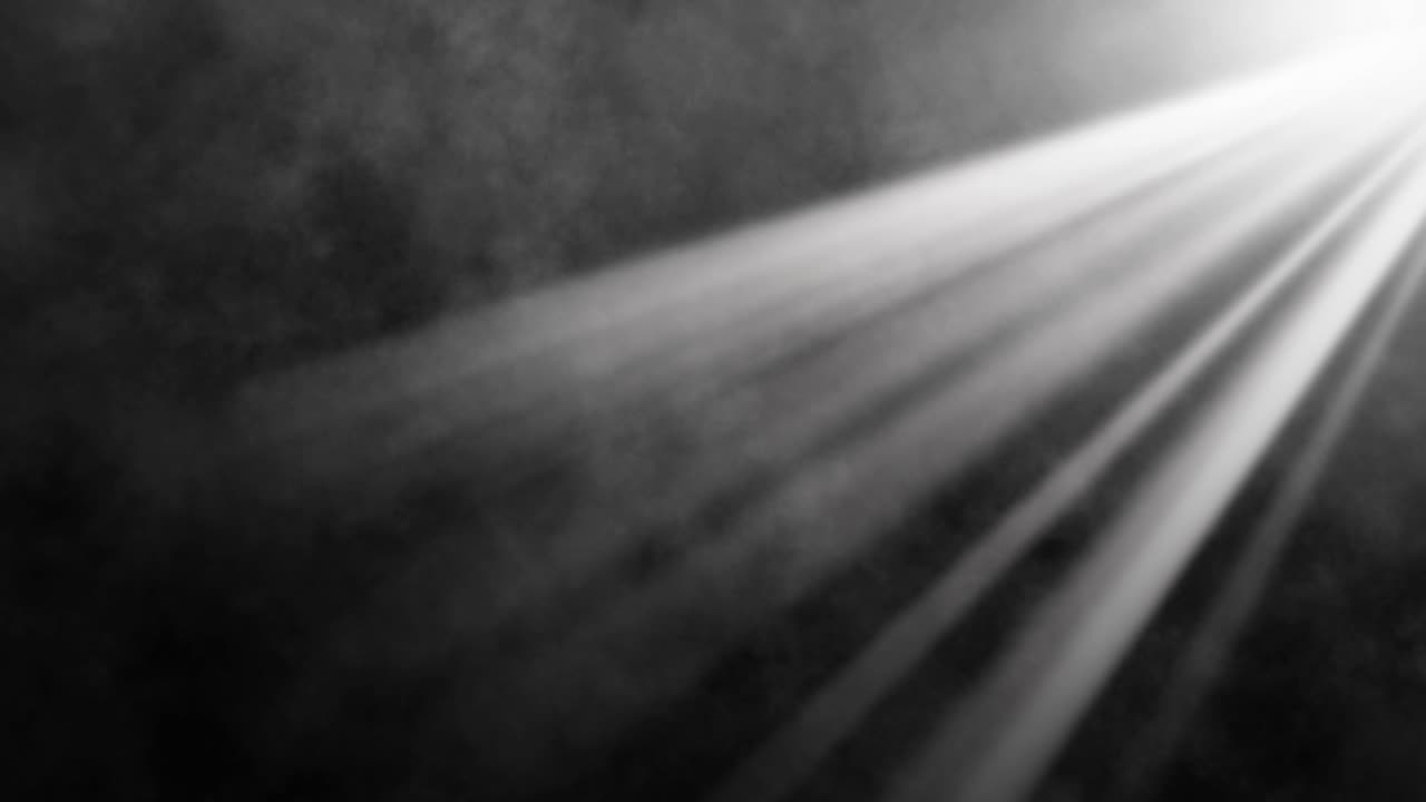 Swirling Fog and Light Beams Creating a Hypnotic Atmosphere - Loopable Monochrome Light Rays Streaming Through Billowing Smoke in an Abstract Background