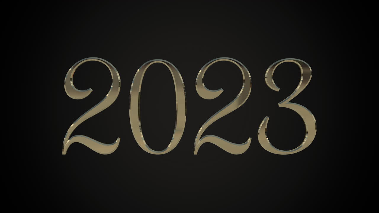 2023 anni con colore oro su sfumatura nera