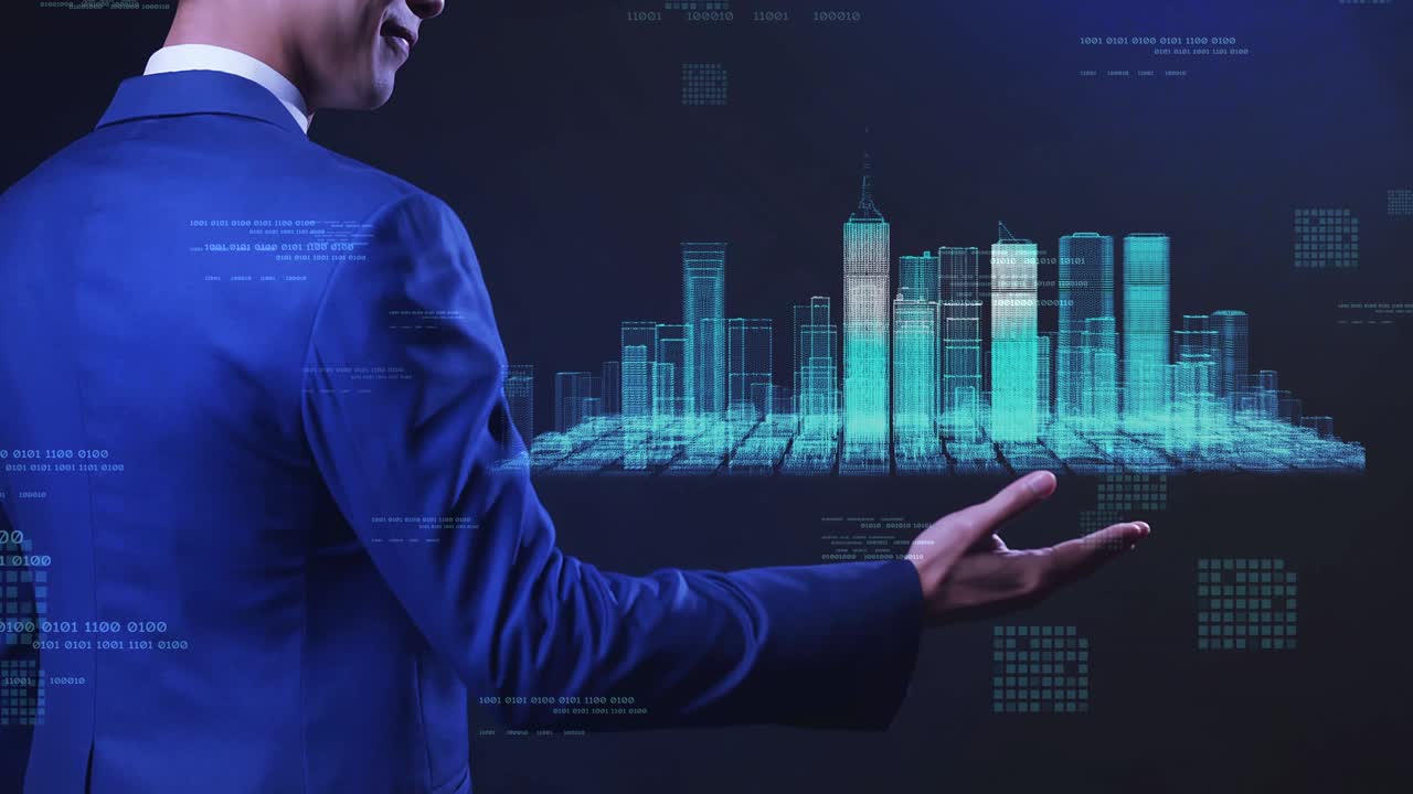 ciudad inteligente iot internet de las cosas ict tecnología digital futurista, gestión de automatización tecnología digital inteligente seguridad y energía energía sostenible metaverso ciudad virtual número de matriz aumentada