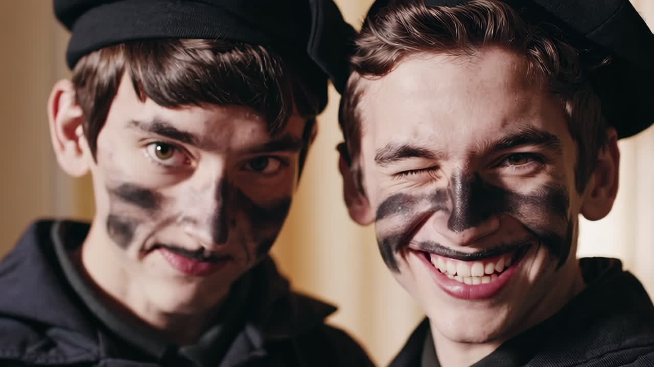 Two Young Men with Painted Faces