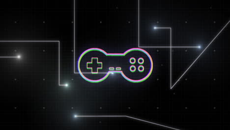 animation of gamepad icon and spots on black background