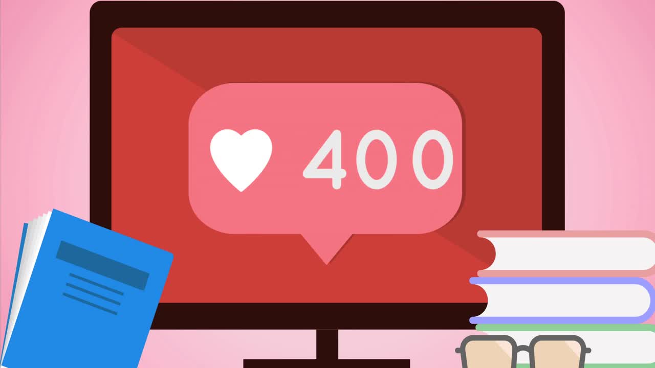 컴퓨터를 통해 미디어 아이콘의 애니메이션