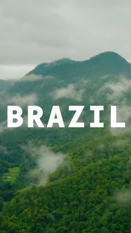 Vertical-Video-Drone-Shot-Of-Rainforest-And-Jungle-Landscape-Overlaid-With-Animated-Graphic-Spelling-Out-Brazil