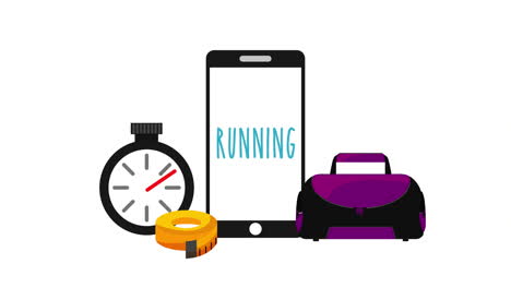 healthy lifestyle with smartphone animation