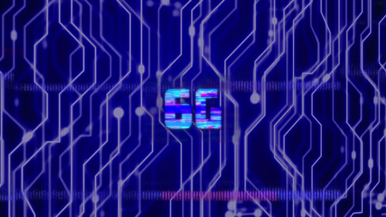 Animation of 6g text and computer data processing