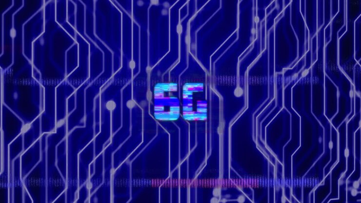 Animation of 6g text and computer data processing
