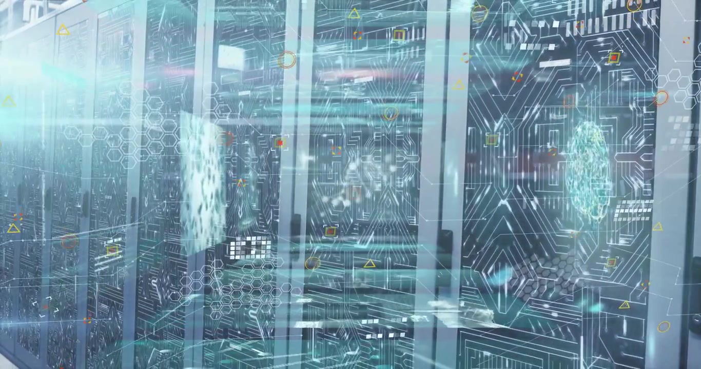 Animation of dna strand, data processing over computer servers