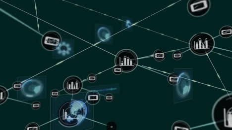 Animation-Des-Verbindungsnetzes-Mit-Symbolen-Und-Datenverarbeitung