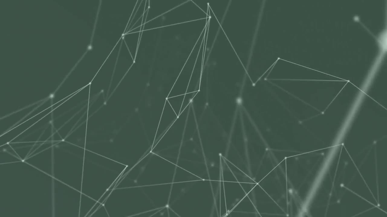 Animation of network of connections with glowing spots on green background