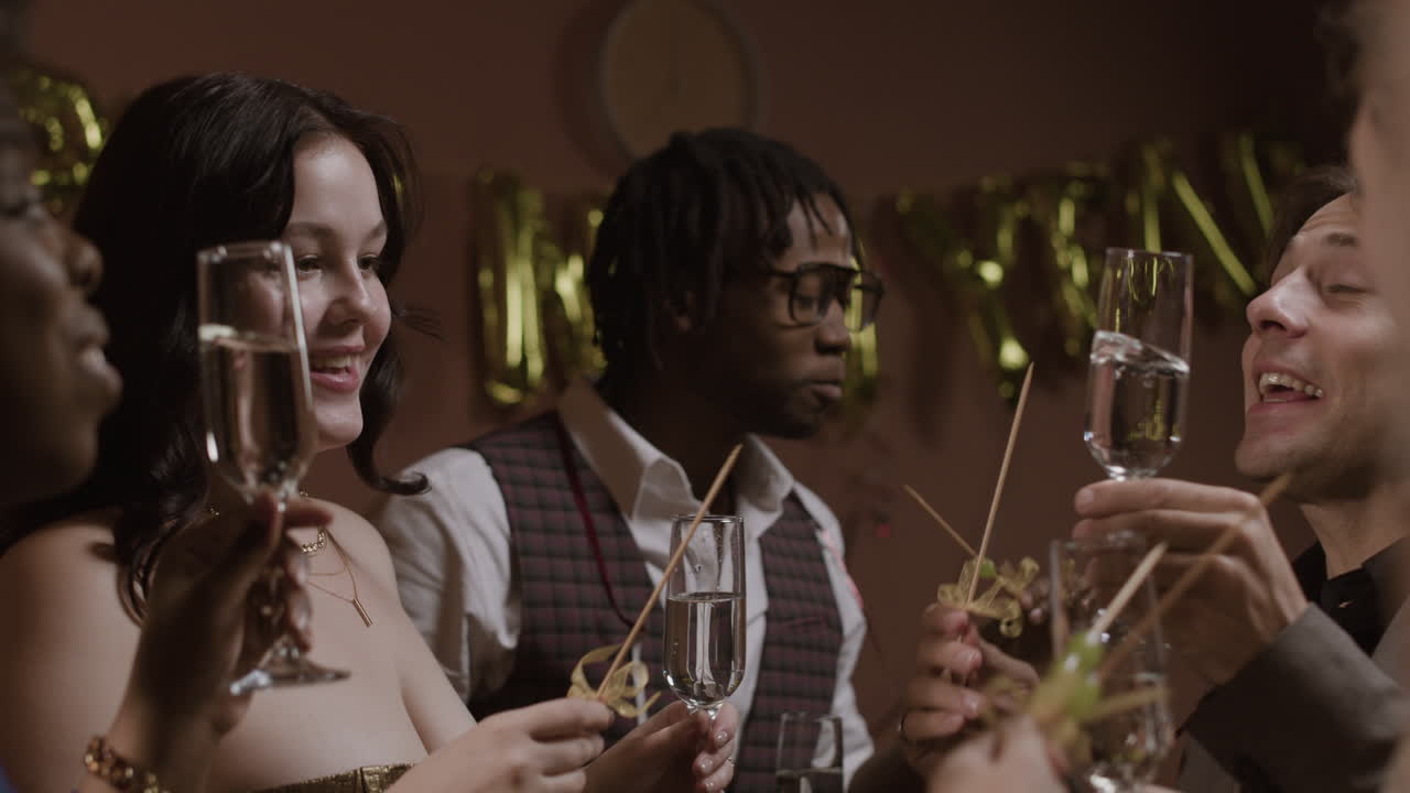 Friends toasting with champagne at a celebration