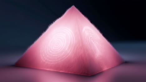 luminous pink pyramid with glowing spiral patterns