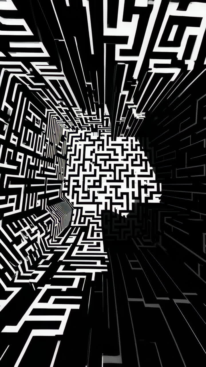 Abstract Black and White Maze Brain Pattern