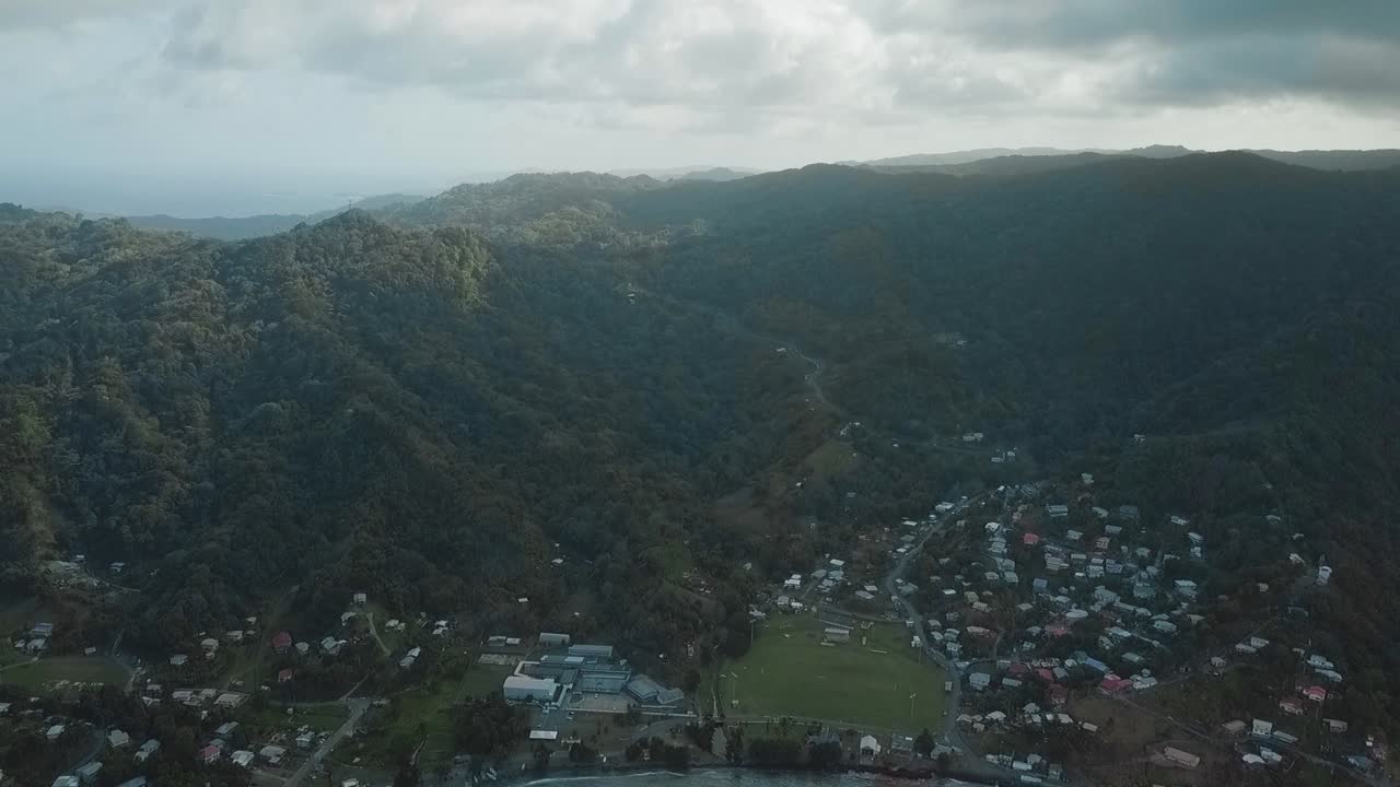 Drone shot of the shoreline of Tobago, West Indies.