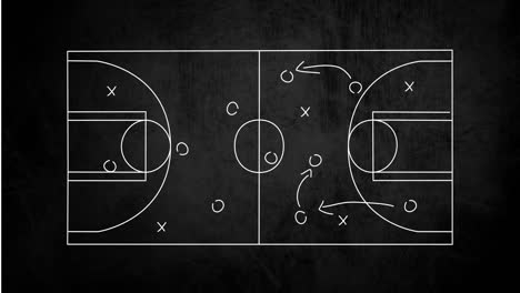 animation of game strategy arrows over sports field on black background