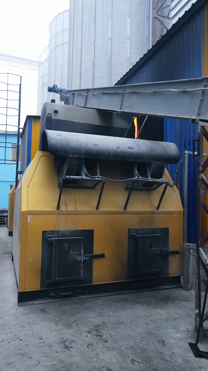 Big factory elevator construction equipment. Industrial agricultural building